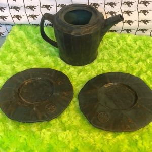 Tazo teapot and saucers